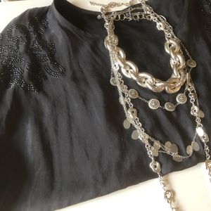 Express silk top with black gem details